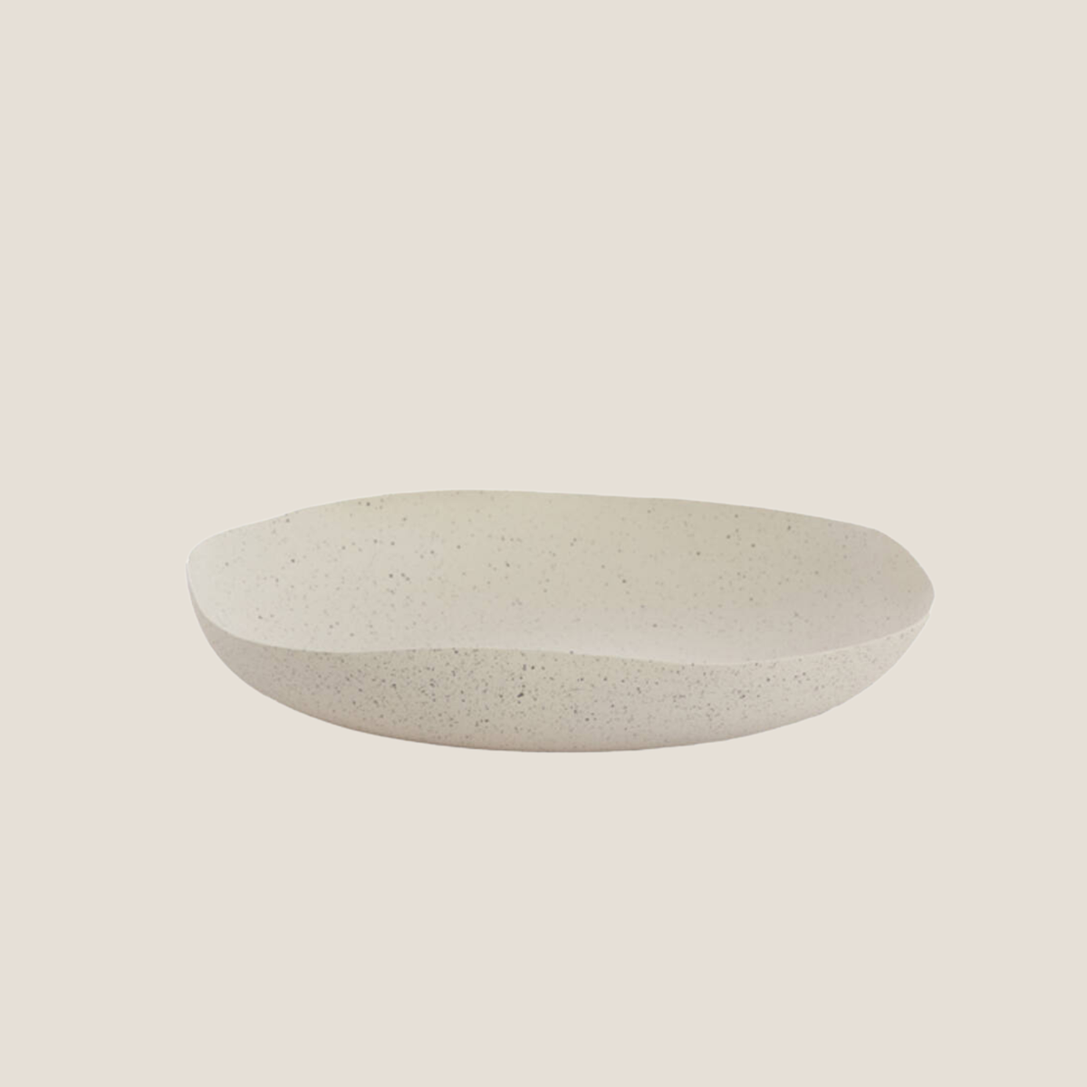 Anzio Medium Metal Platter - White/Light Grey Speckle