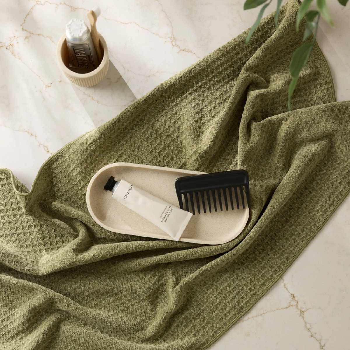 Geometry Olive Truffle Hand Towel