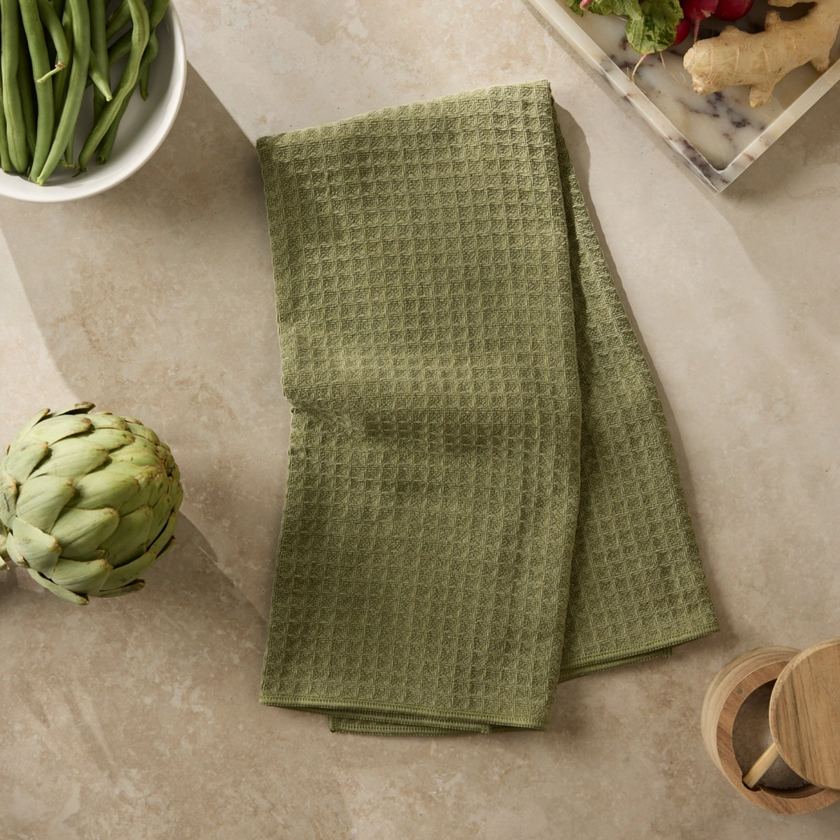 Geometry Olive Truffle Hand Towel