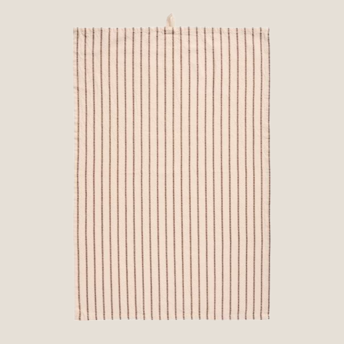 Woven Cotton Tea Towel - Natural/Brown Dotted Pinstripe