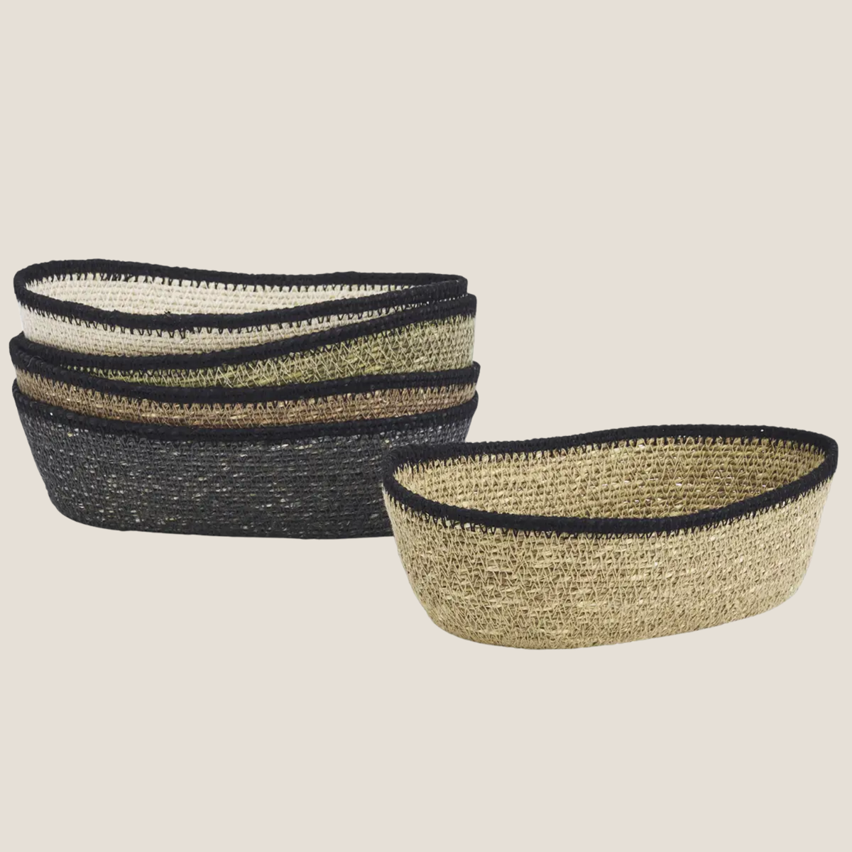 Seagrass Oval Basket - Charcoal