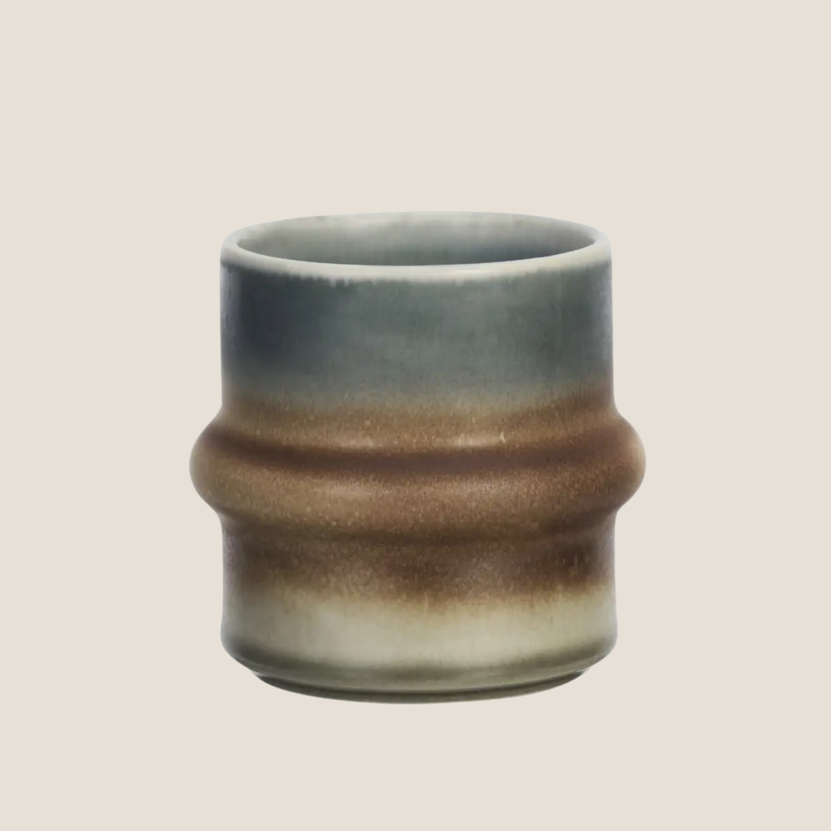 Two Tone Stoneware Cup - Brown/Blue