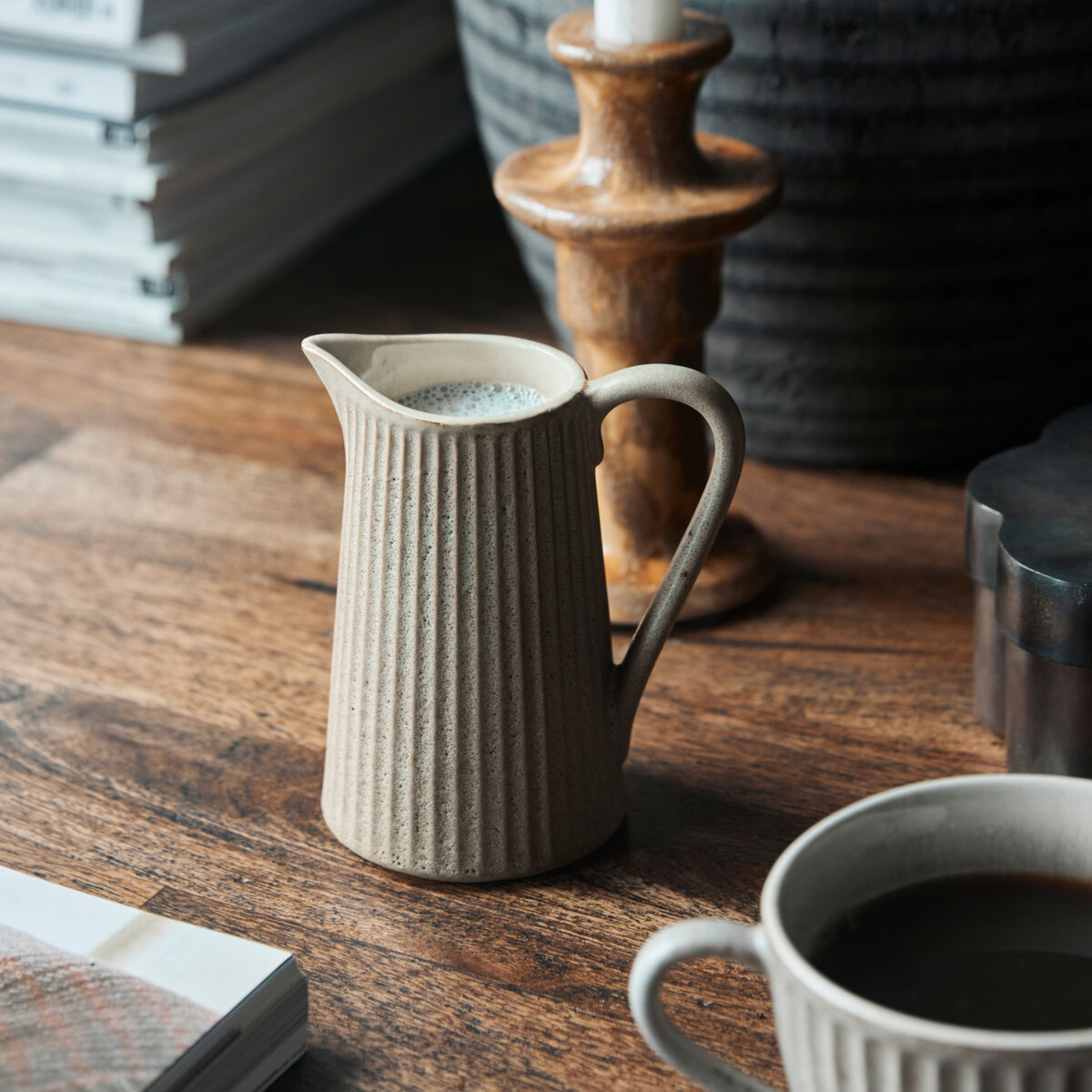 Pleat Small Jug, Grey/Brown
