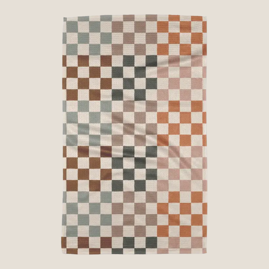 Geometry Autumn Checkers Tea Towel