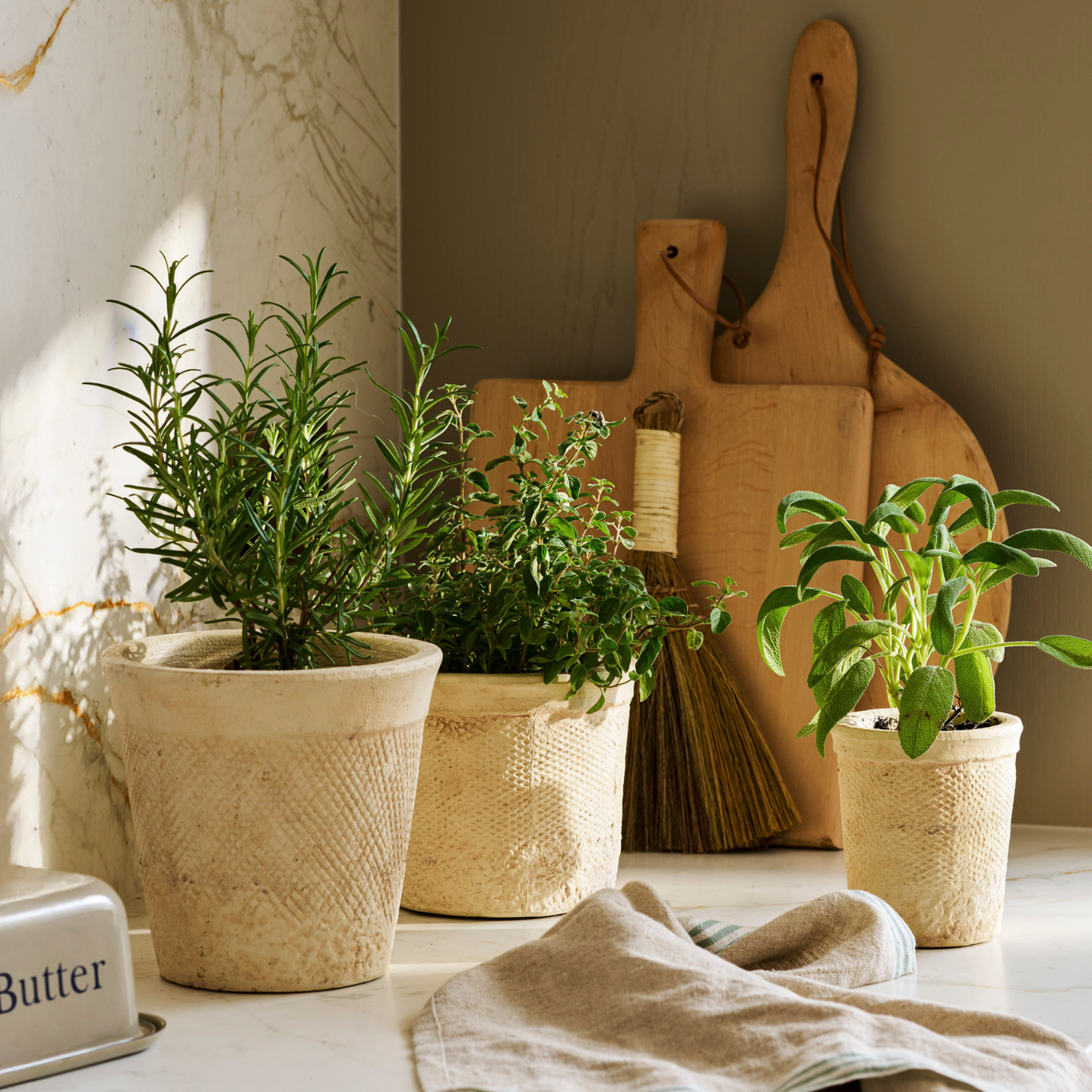 Dursley Textured Natural Stoneware Pot, Medium