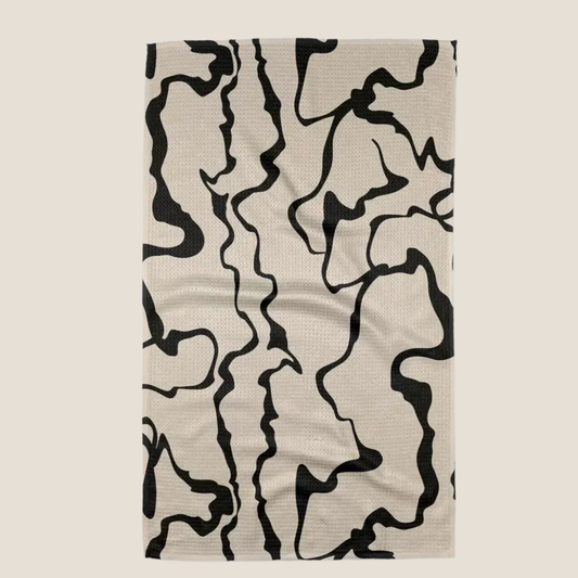 Geometry Monochrome Liquid Tea Towel