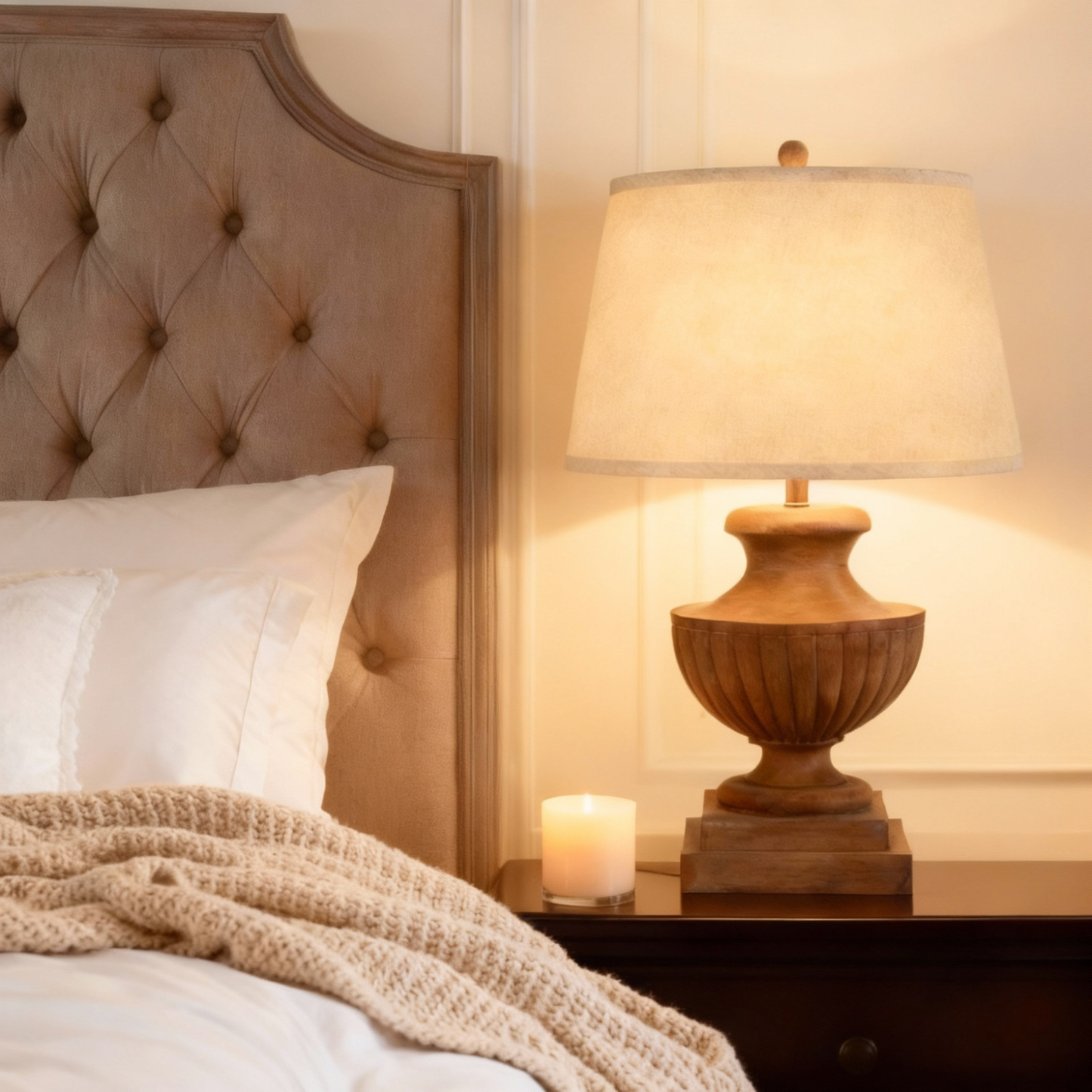 Marbelle Table Lamp With Edged Linen Shade
