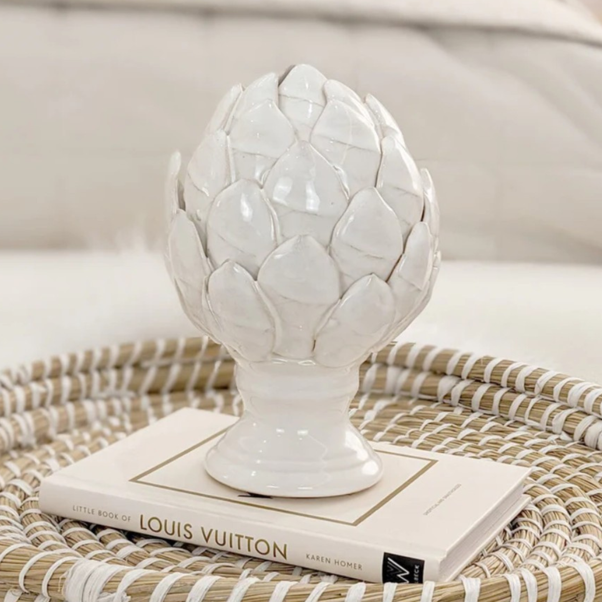 Natural Ceramic Artichoke On Stand