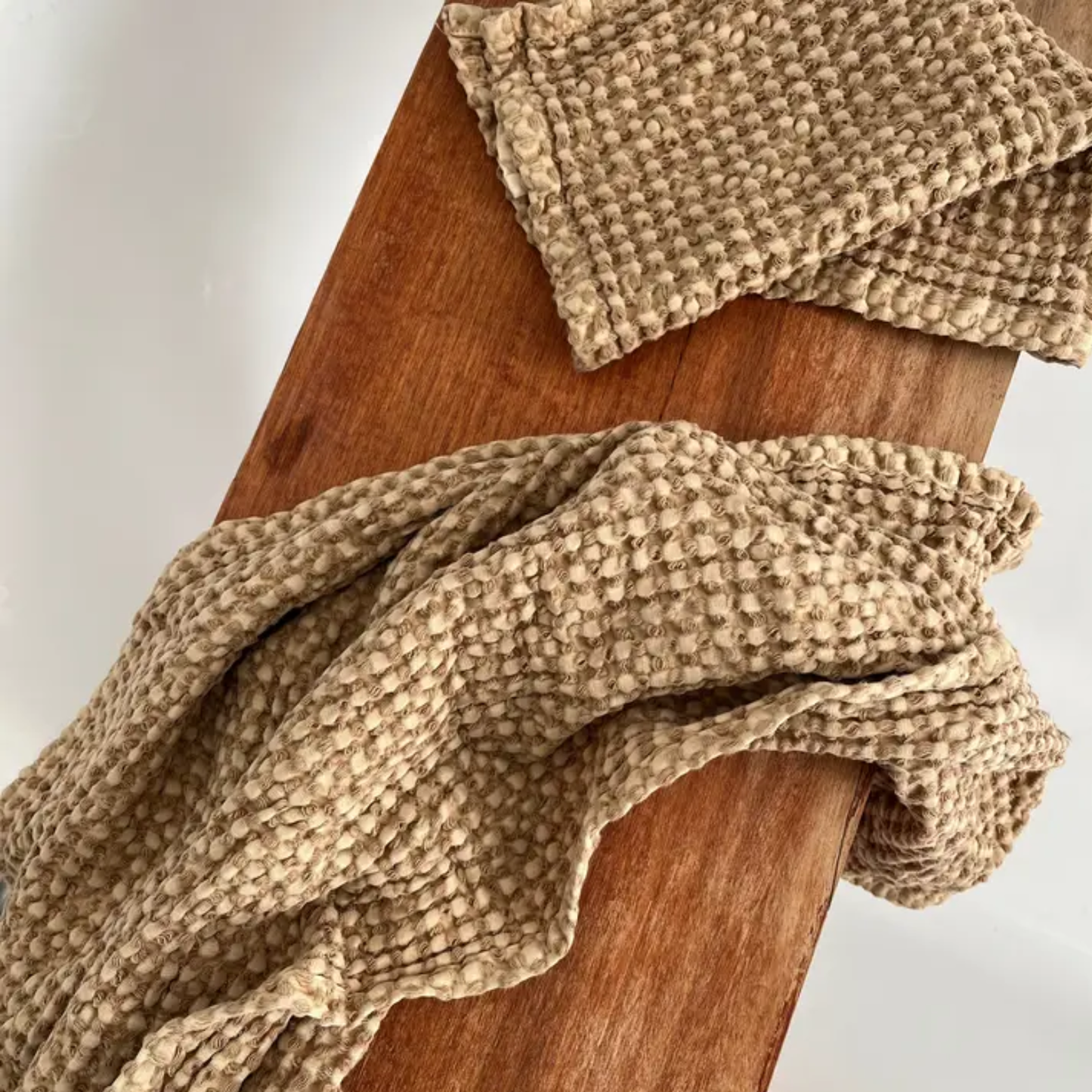 Rustic Waffle Hand Towel in Light Rust