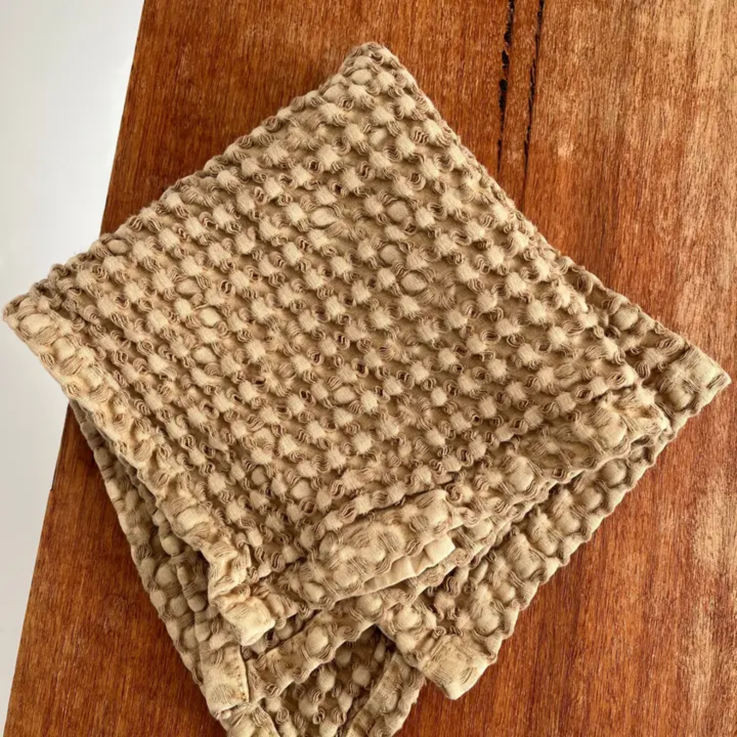 Rustic Waffle Face Cloth in Light Rust