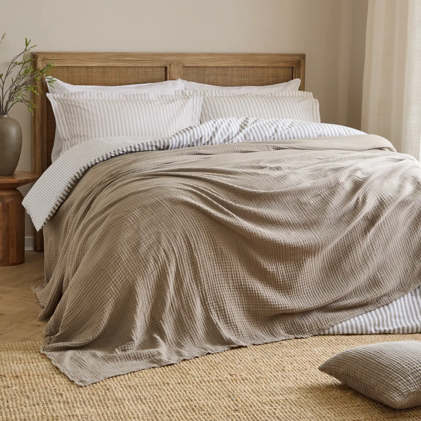 Lark Muslin Cotton Extra Large Throw in Mole