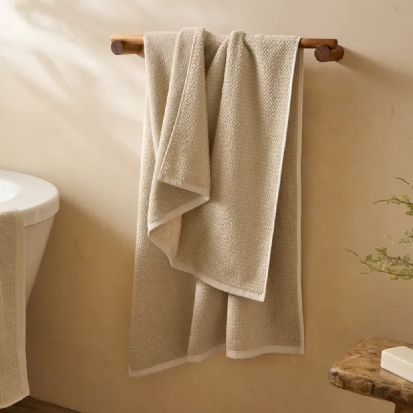 Hebden Textured Waffle Hand Towel in Stone