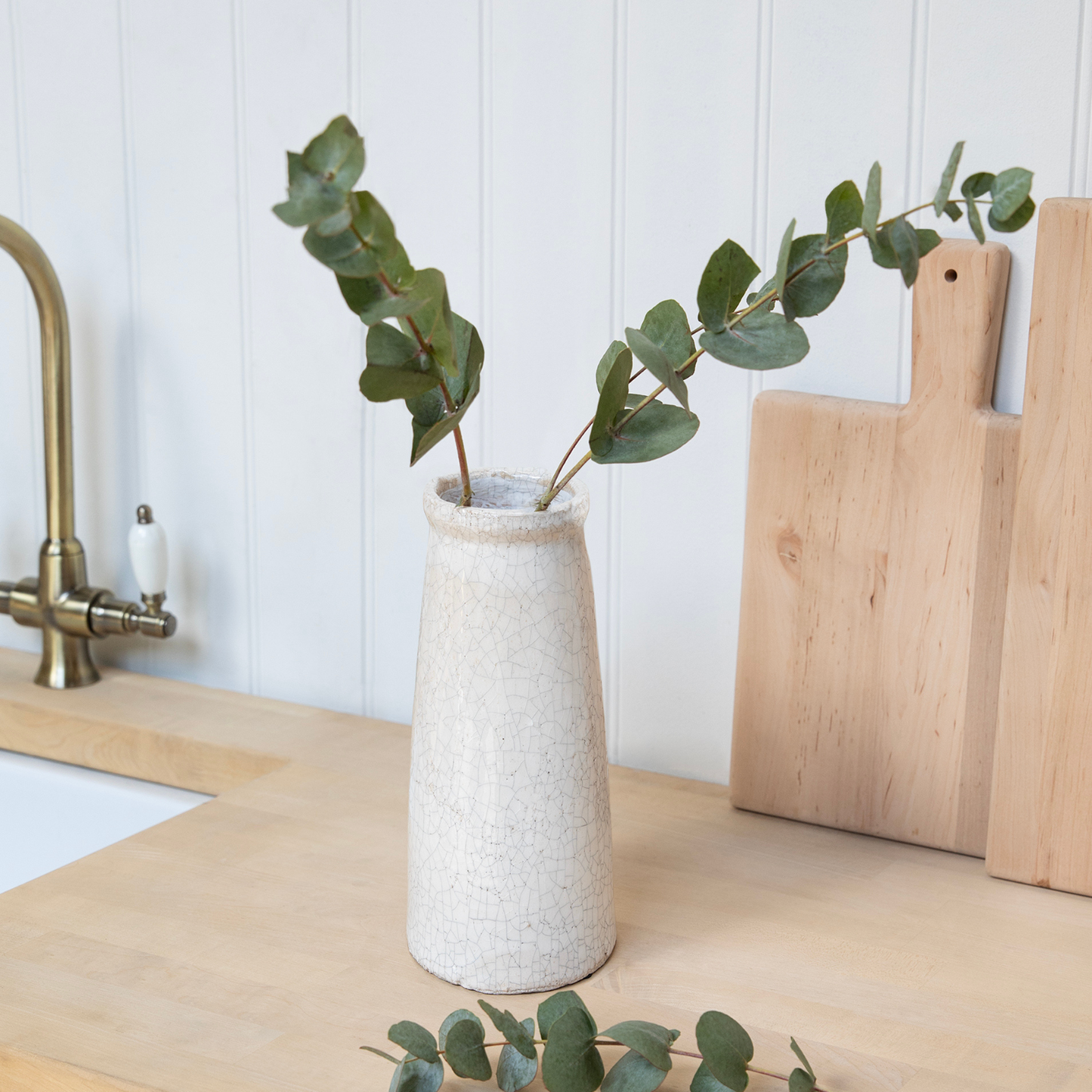 Ravello White Ceramic Bottle Vase
