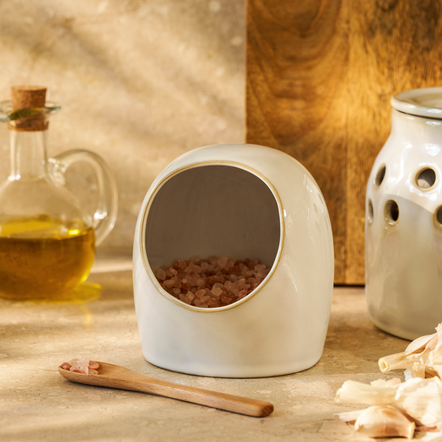 Ithaca White Stoneware Salt Cellar