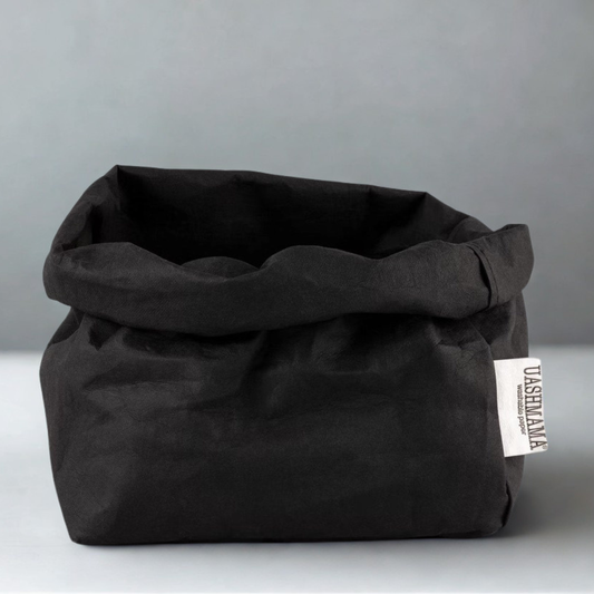 UASHMAMA Large Washable Paper Bag, Black