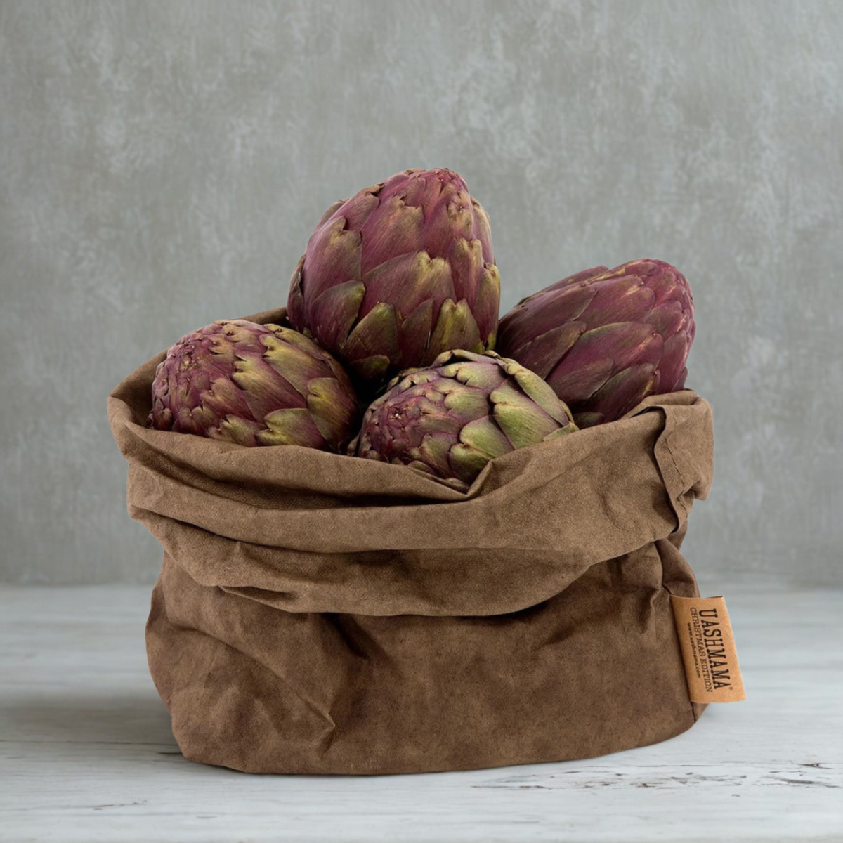 UASHMAMA Medium Washable Paper Bag, Olive Green