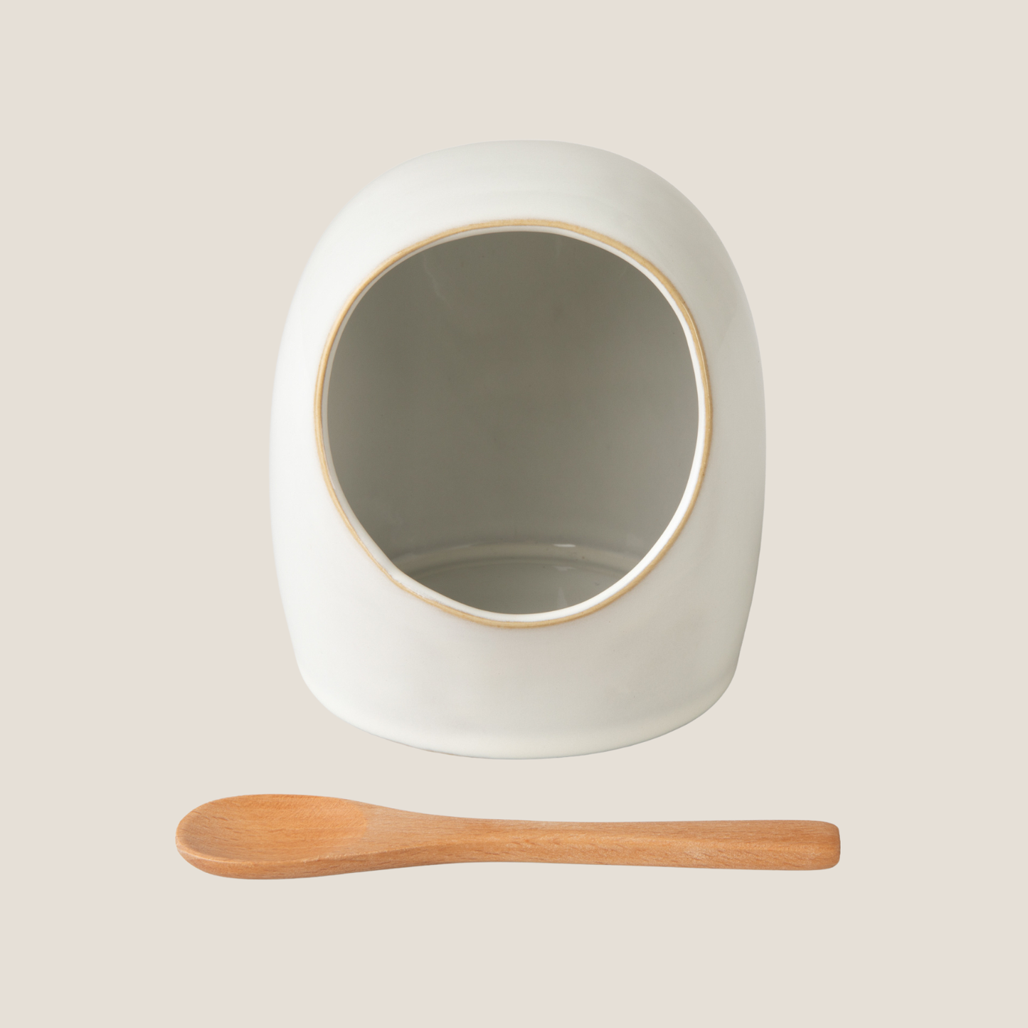 Ithaca White Stoneware Salt Cellar
