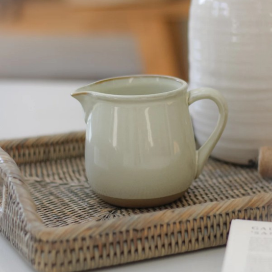 Cream and Beige Ceramic Milk Jug