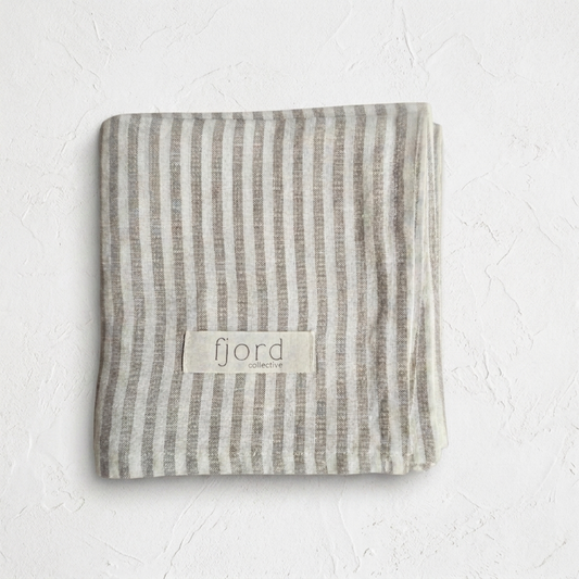 Smoke Classic Stripe Linen Teatowel