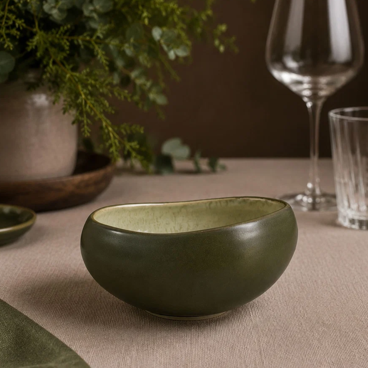 Oli Stoneware 15.5cm Dip Bowl - Green