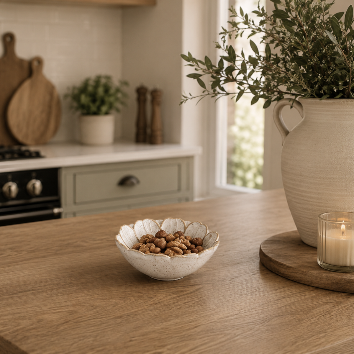 Stoneware Flower Bowl 12.5cm - White