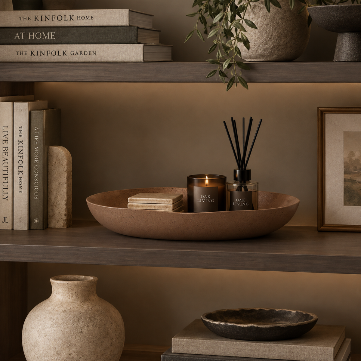 Anzio Large Metal Platter - Terra Brown