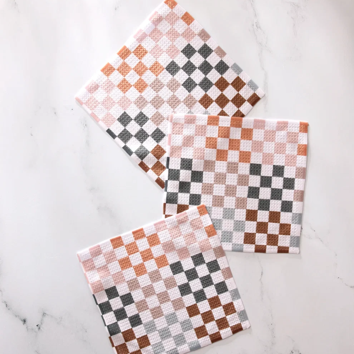 Geometry Autumn Checkers Dishcloth Set, 3pk
