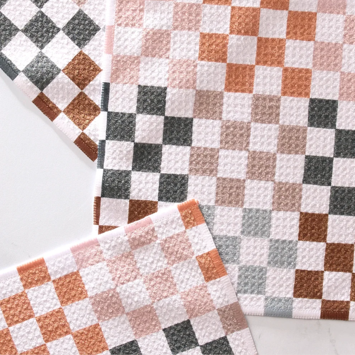 Geometry Autumn Checkers Dishcloth Set, 3pk