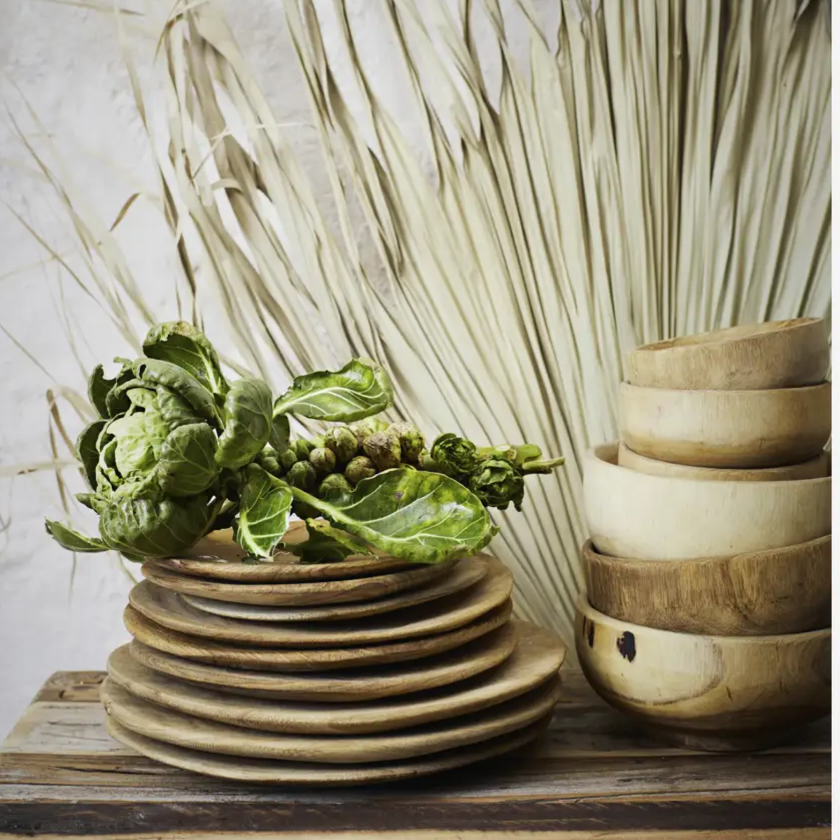 Kiri Field Round Wooden Plate Set, 3pk