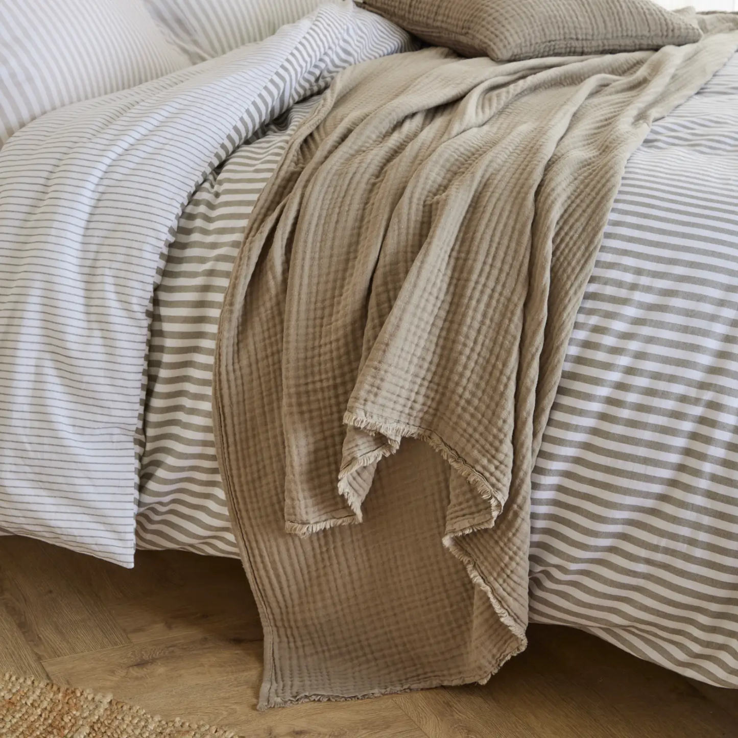 Lark Muslin Cotton Extra Large Throw in Mole