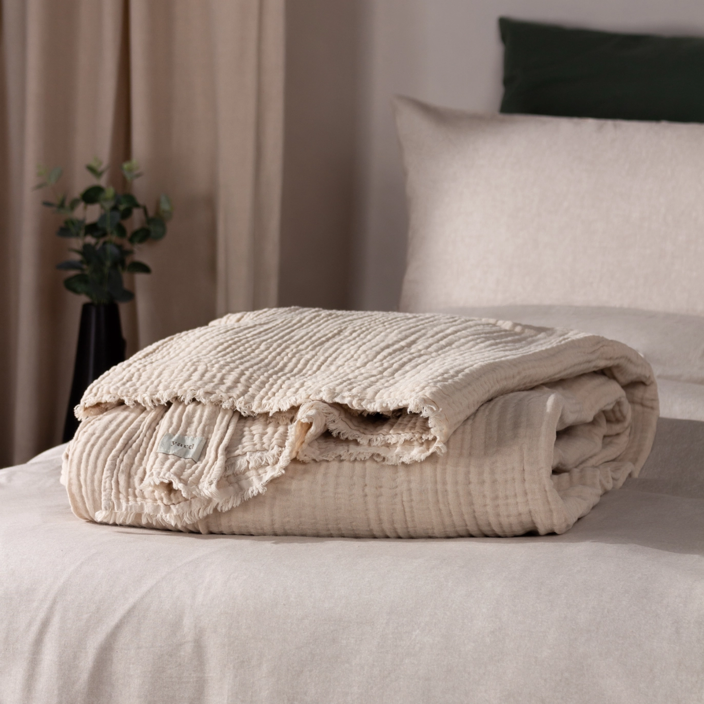 Lark Muslin Cotton Large Throw in Natural