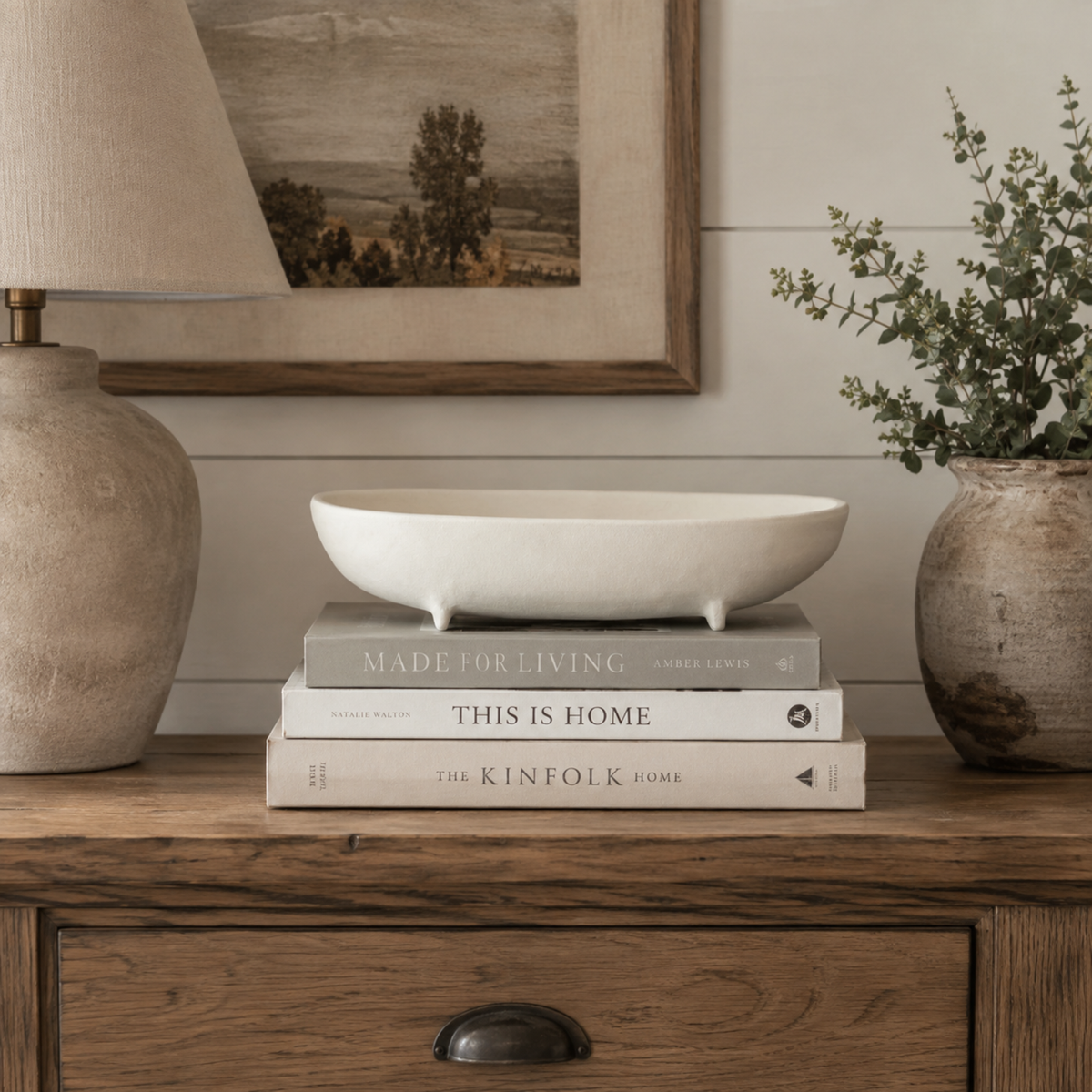 Rosana Large Metal Bowl on Feet - Cream