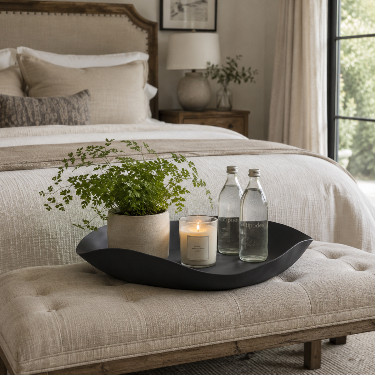 Anzio Medium Metal Platter - Black