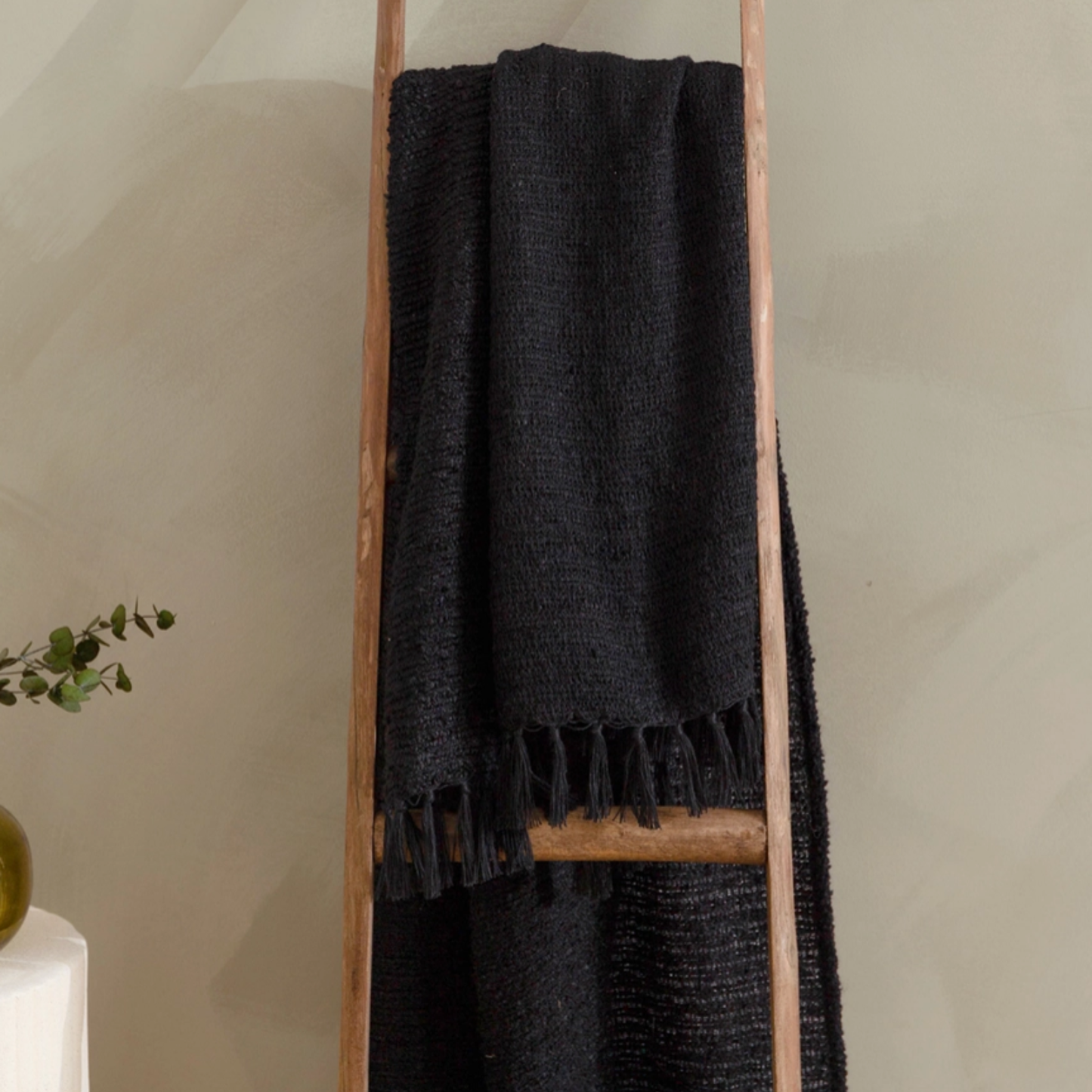 Candar Textured Boucle Throw in Black