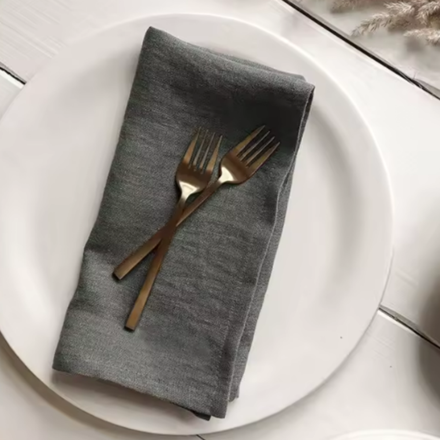 Classic Linen Napkin in Charcoal, 40cm