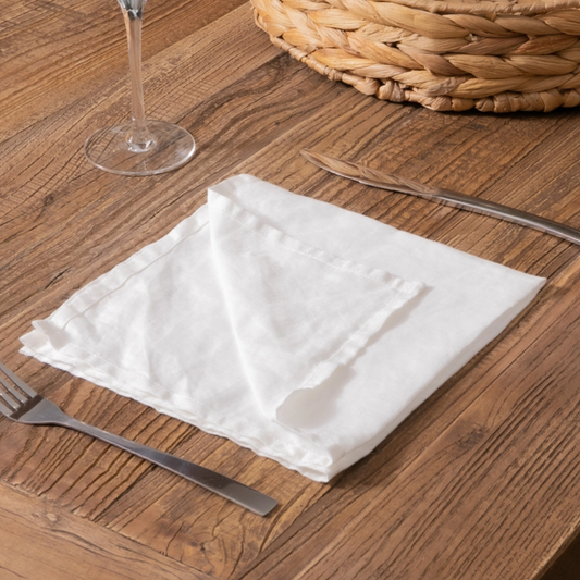 Native Natural - Set of 4 Linen Napkins in White