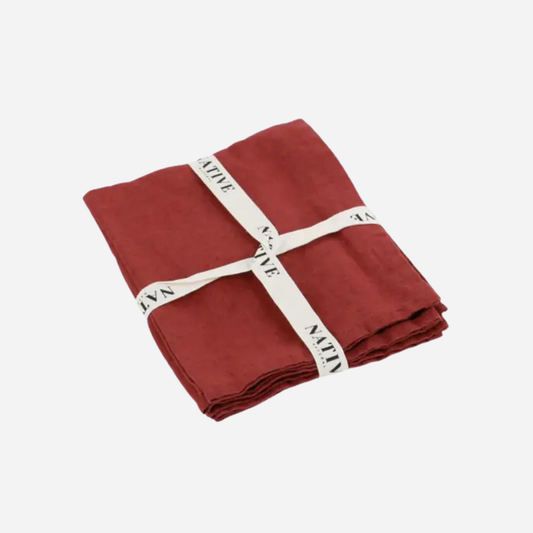 Native Natural - Set of 4 Linen Napkins in Rose Red