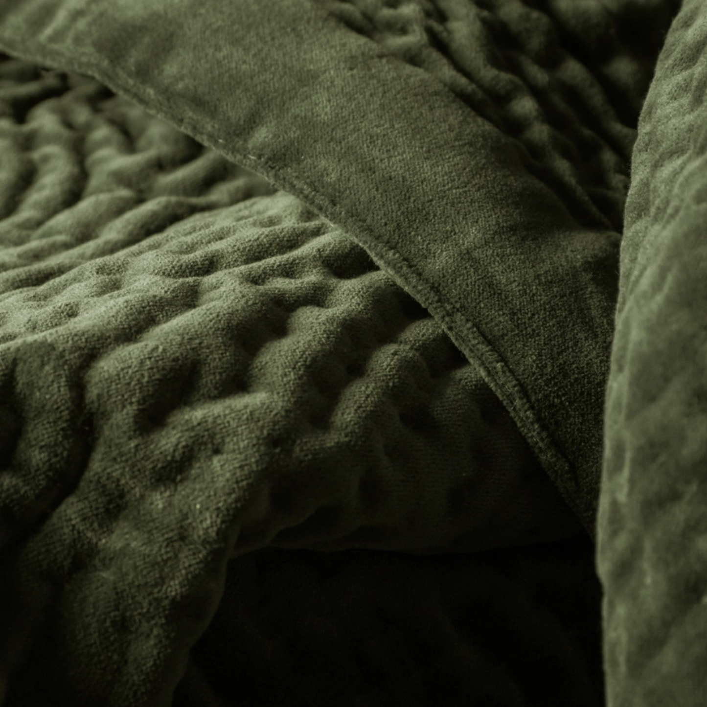 Haze Velvet Quilted Throw in Sage Green