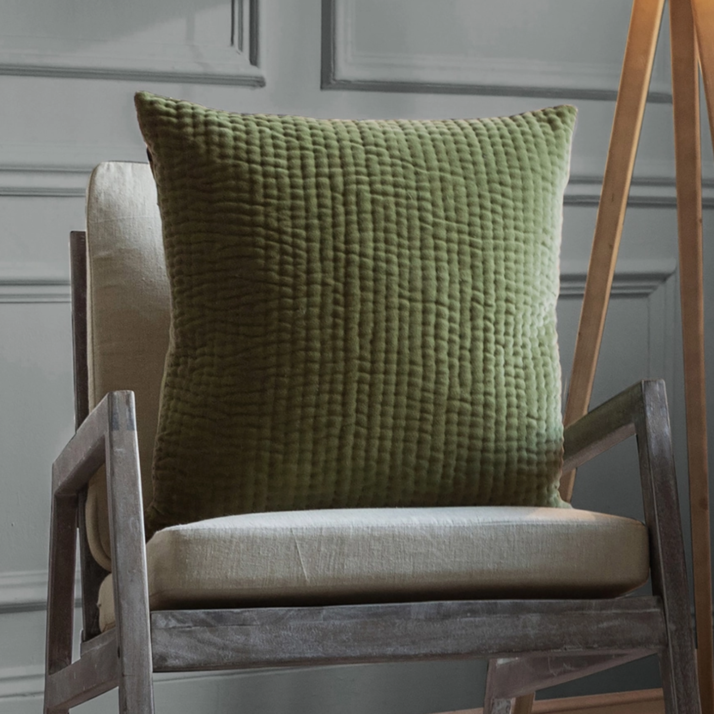 Haze Feather Filled Cushion in Sage Green