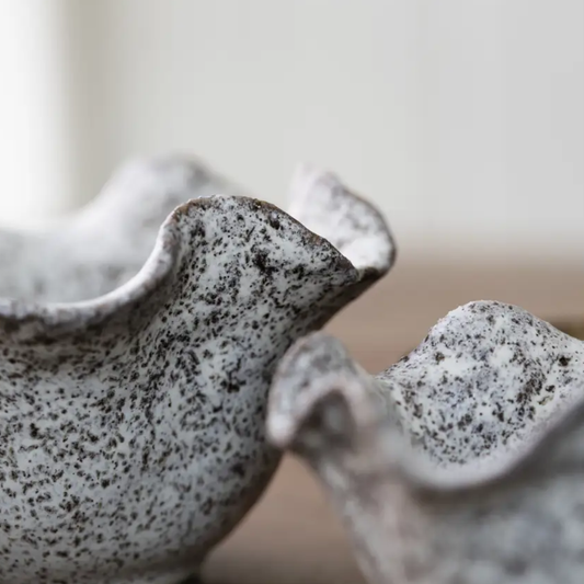 Freckled Clay Crinkle Edged Bowls, Set of 2