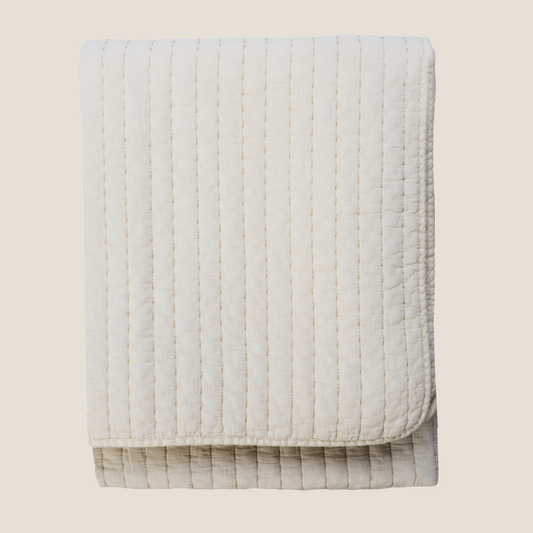 Cloud Quilted Cotton Throw in Neutral