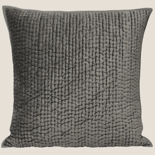 Brooklands Feather Filled Velvet Cushion in Graphite