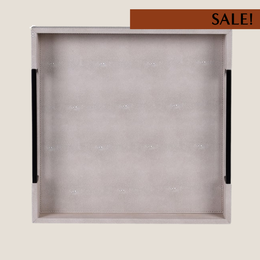 Ivory and Black Faux Shagreen Tray, Small