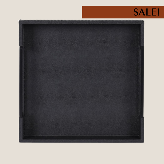 All Black Faux Shagreen Tray, Large