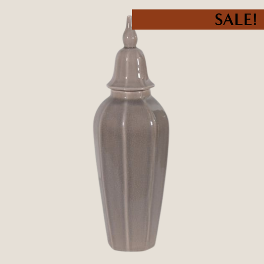 Small Grey Lidded Urn