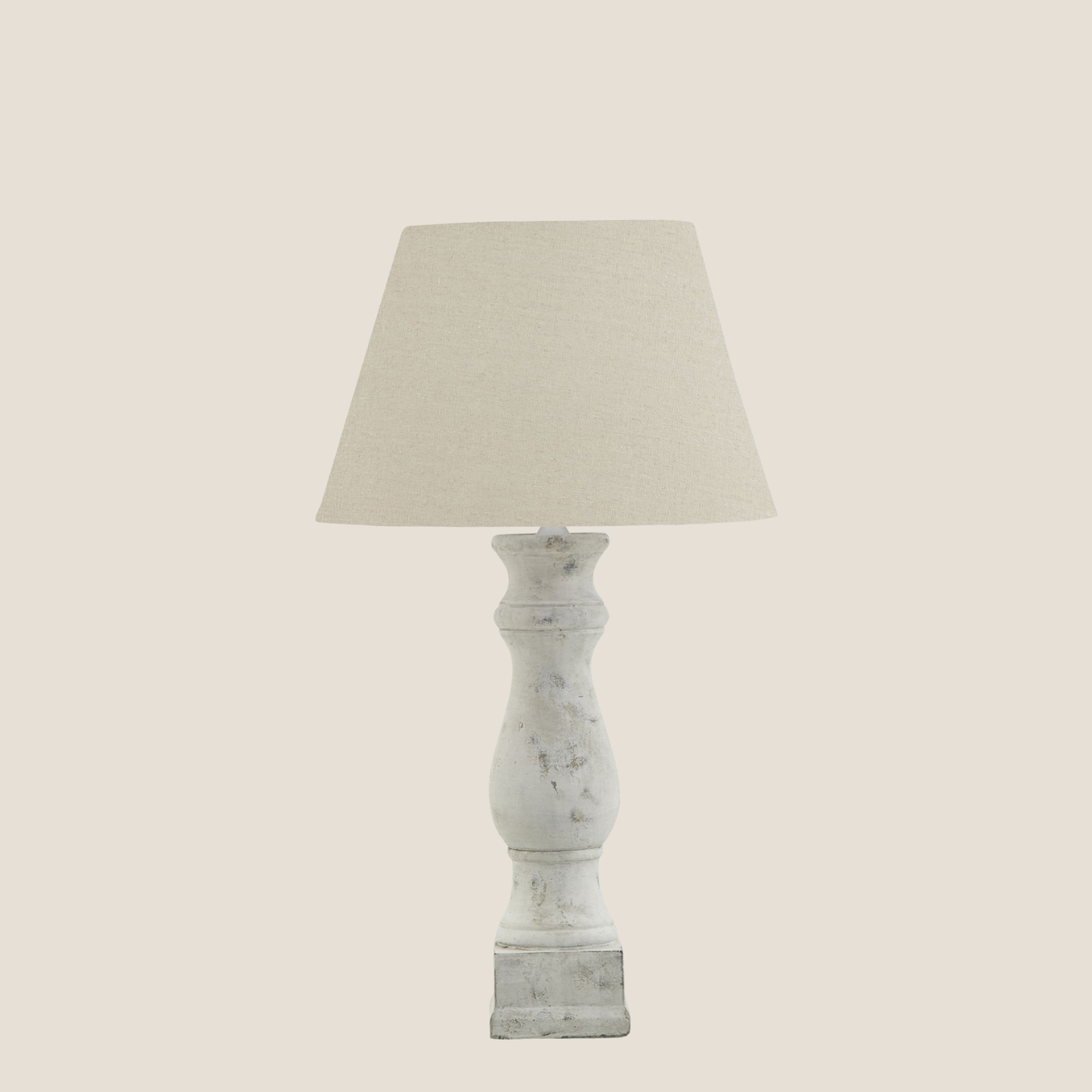 Darcy Antique White Candlestick Table Lamp With Linen Shade