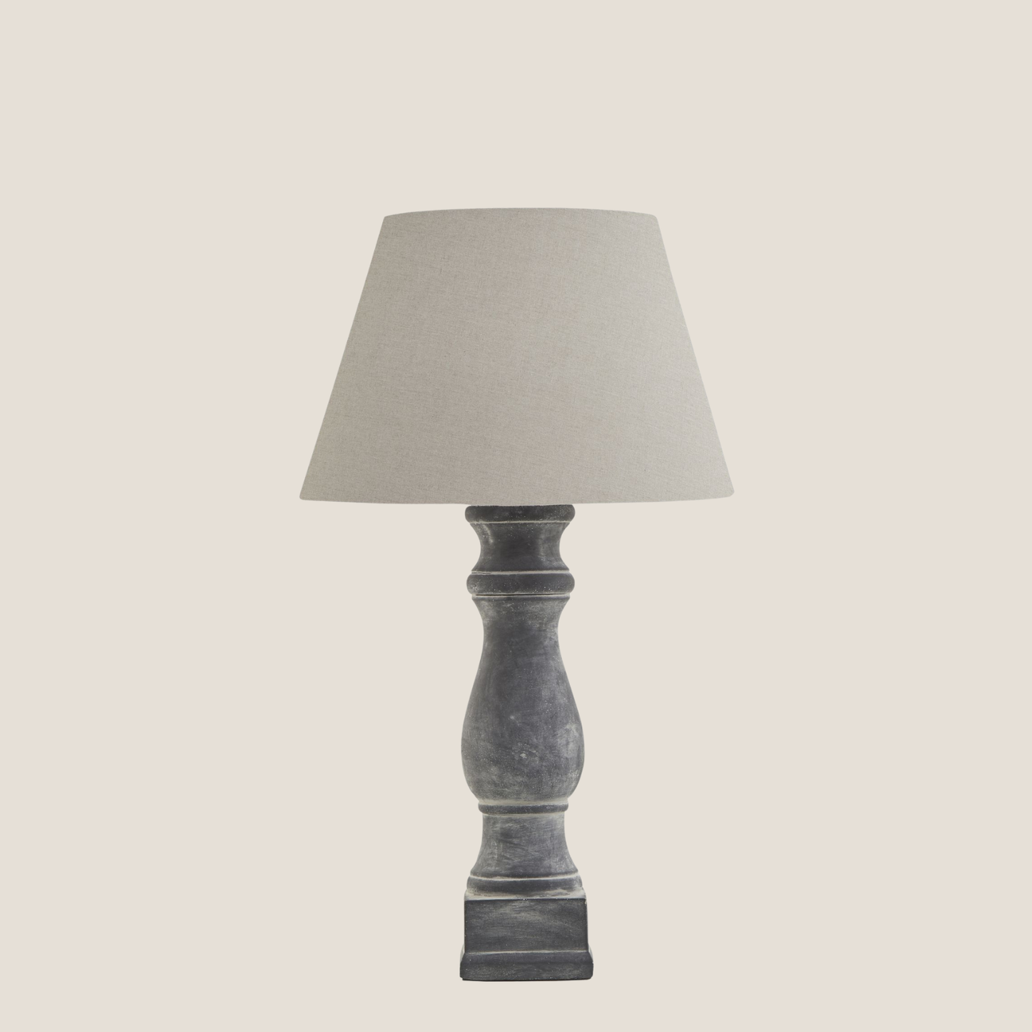 Amalfi Grey Candlestick Table Lamp With Linen Shade