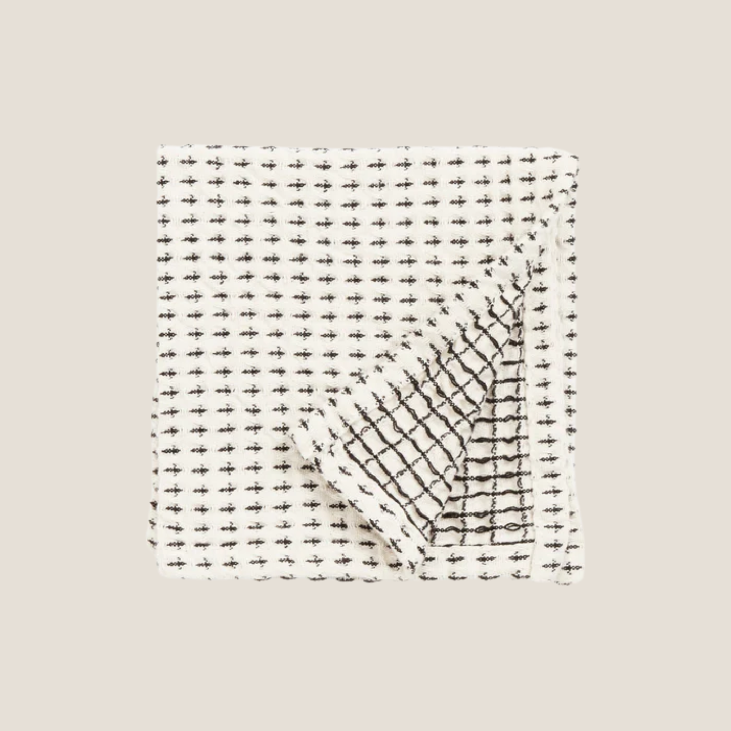 Heze Waffle Dish Cloth in Natural/Black, 3Pk