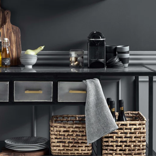 Heze Waffle Tea Towel in Salt/Pepper, 2Pk