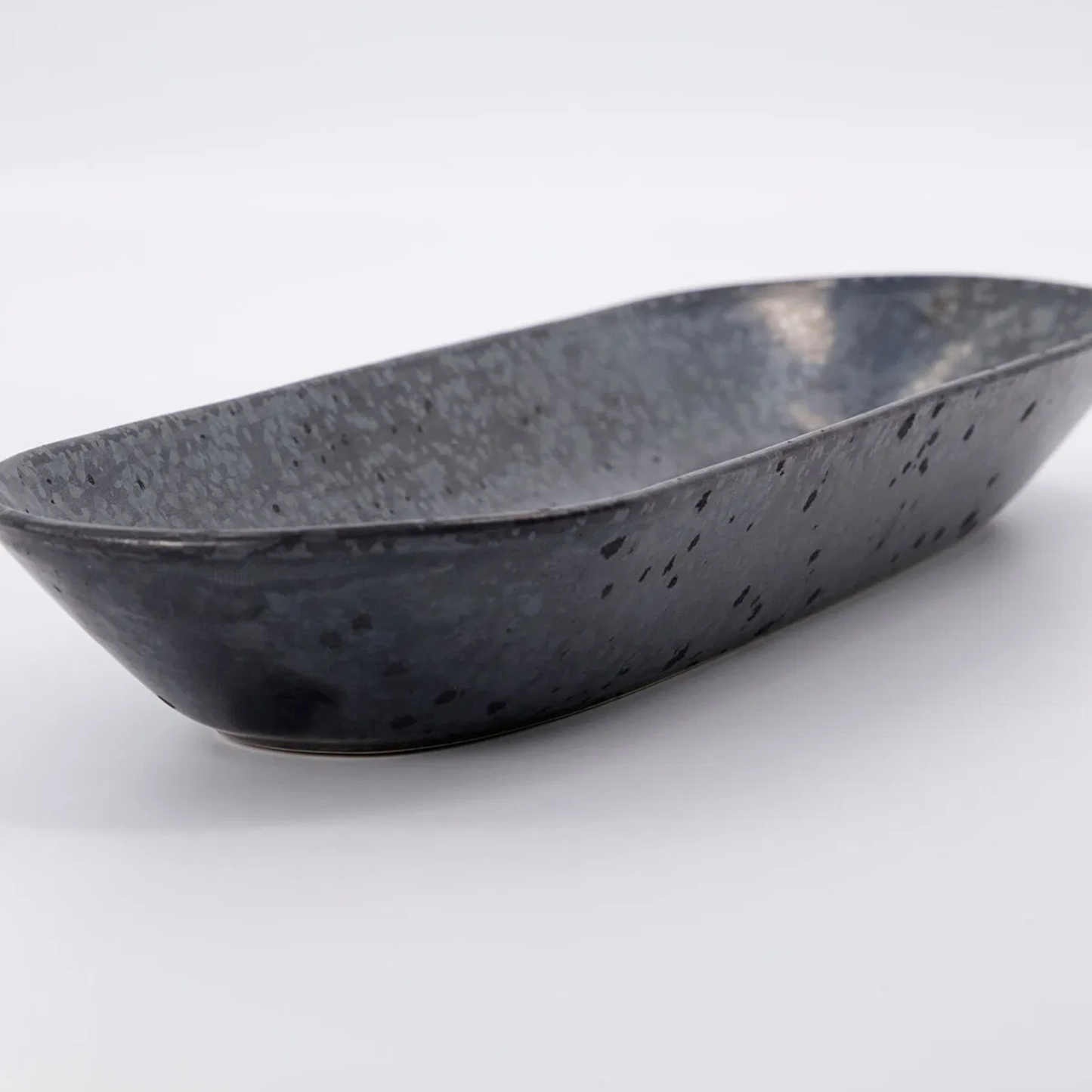 Pion Small Oblong Serving Dish, Black/Brown